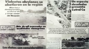 1975 – Gran tormenta e inundación en Neuquén – Cutral Co, la mas afectada