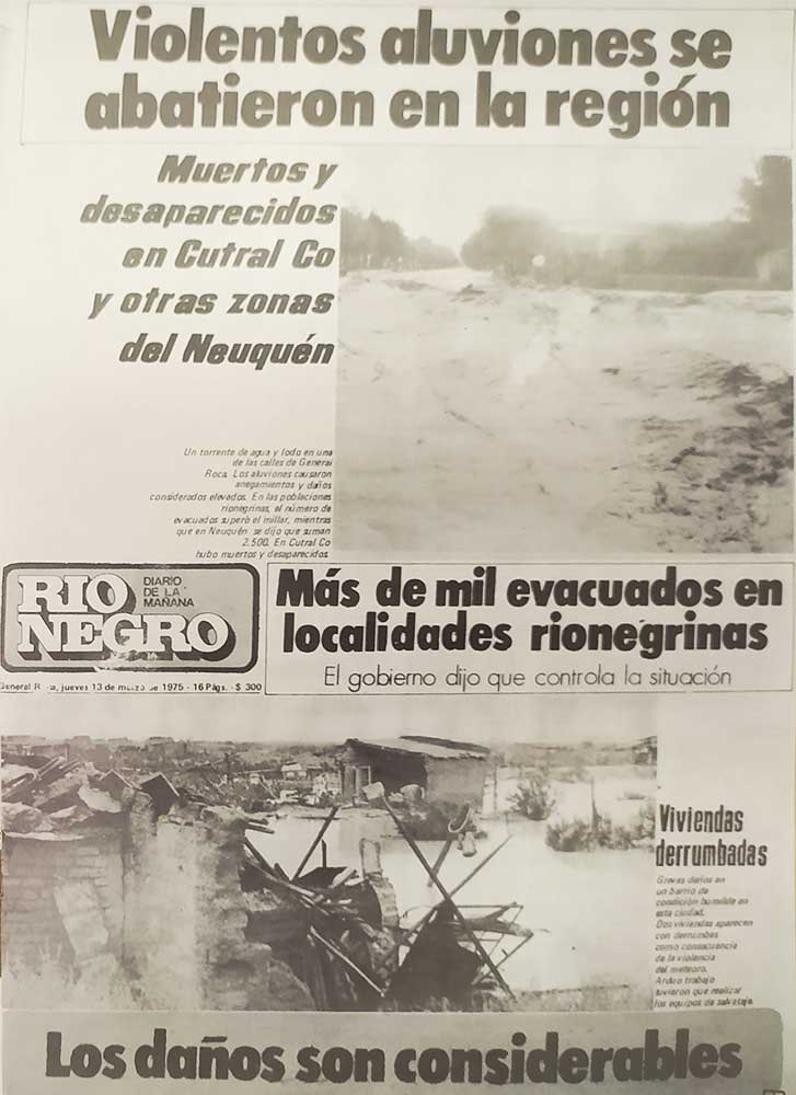 1975 – Gran tormenta e inundación en Neuquén – Cutral Co, la mas afectada