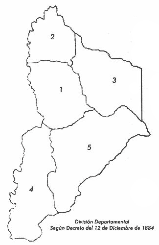 División Departamental de Neuquén según Decreto del 12 de Diciembre de 1884