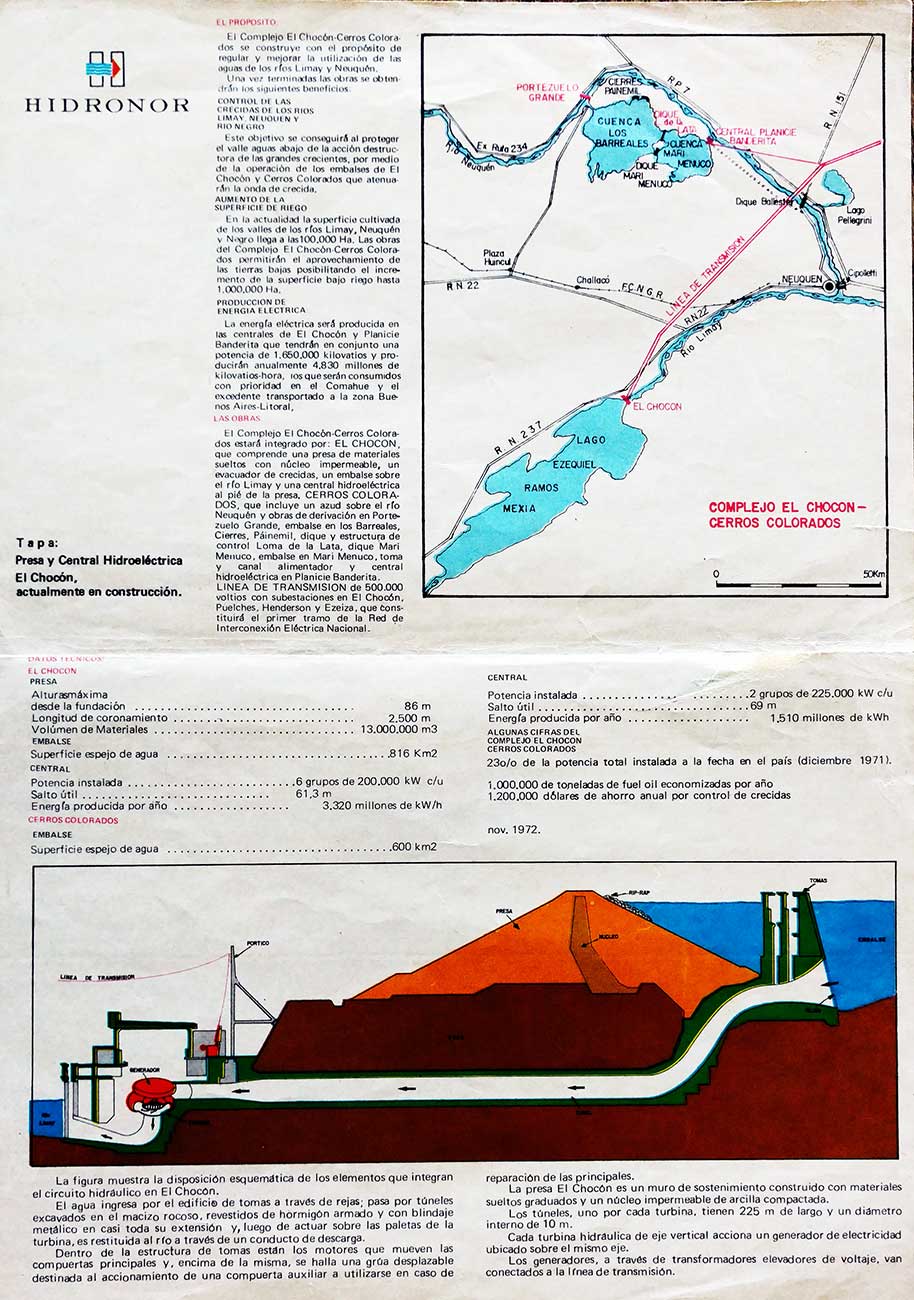 Folleto de Hidronor de 1971 - El Chocón - Cerros Colorados