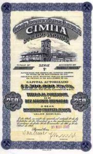 Acciones de la Compañía Industrial y Minera de Taquimilán - CIMITA