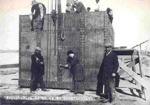 Construcción del Dique Ballester sobre el río Neuquén