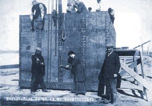 Construcción del Dique Ballester sobre el río Neuquén