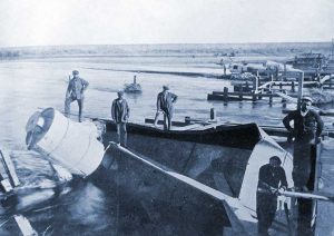 Construcción del Dique Ballester sobre el río Neuquén