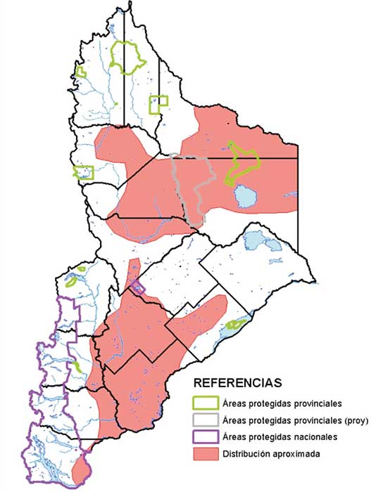 Área de distribución en Neuquén del Guanaco