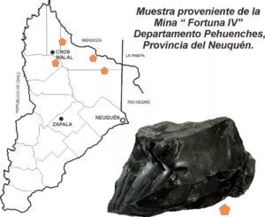 Muestra proveniente de la mina "Fortuna IV" - Departamento Pehuenches, Provincia del Neuquén.