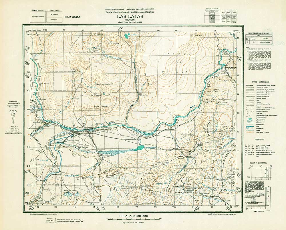 Las Lajas - 1930 - Carta topográfica