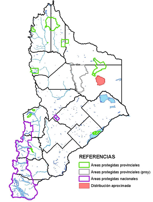 Área de distribución en Neuquén de la rata vizcacha roja