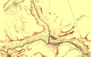 Plano topográfico de Chos Malal y alrededores realizado por Manuel Olascoaga