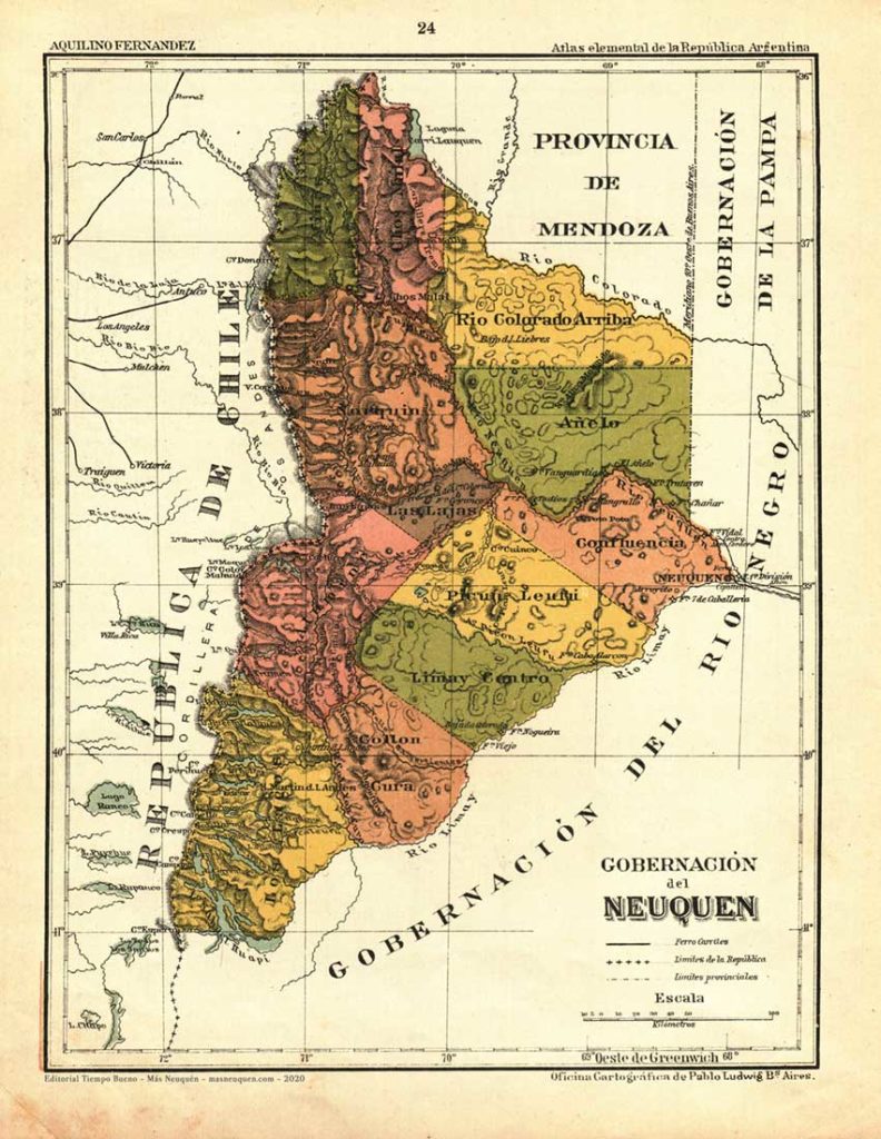 Mapa de la gobernación del Neuquén - Año 1909