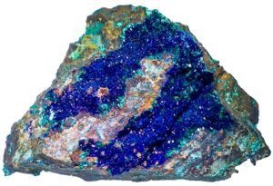 Azurita y malaquita, cristalizada con crisocola.