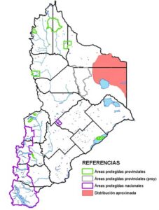 Área de distribución en Neuquén del Coral (Micrurus pyrrhocryptus)