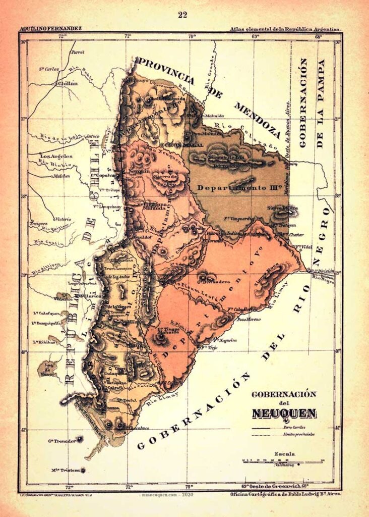 Mapa de la gobernación del Neuquén – Año 1898