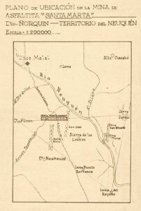 Plano de ubicación de la mina de asfaltita "Santa Marta".