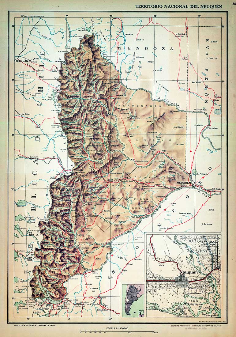 Mapa de la Gobernación del Neuquén – 1953