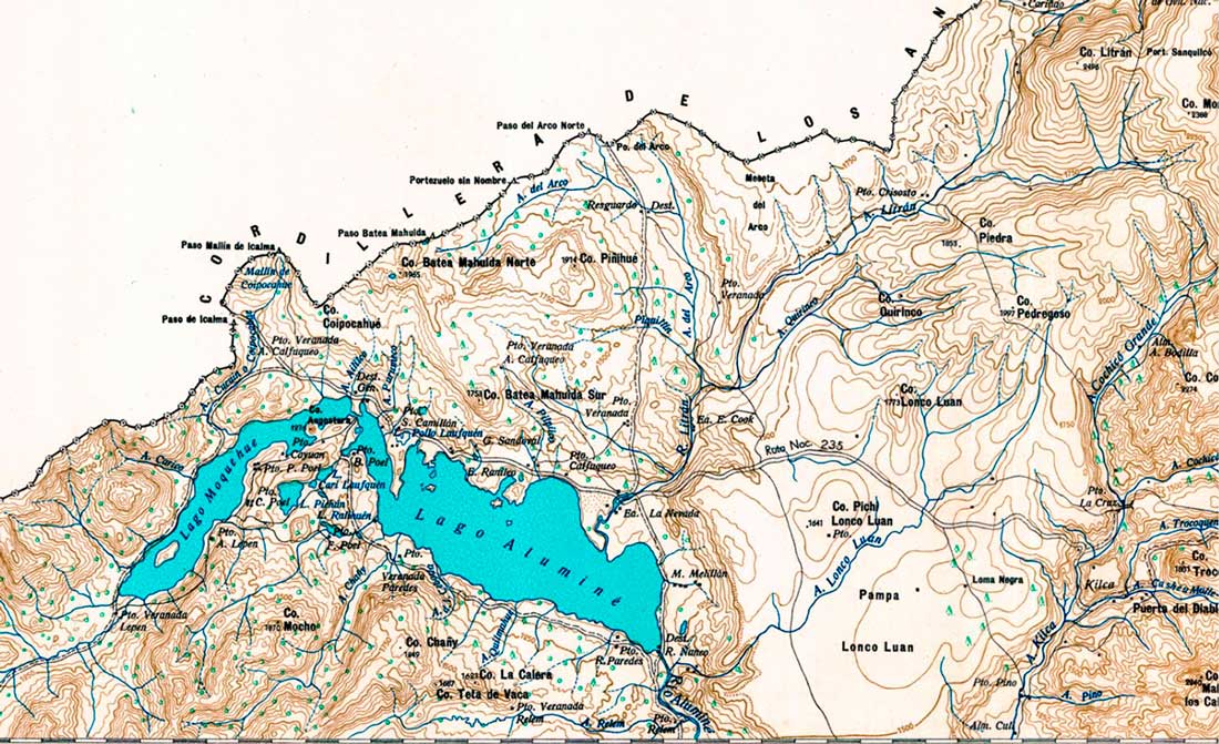 Plano topográfico - Lago Aluminé - 1962