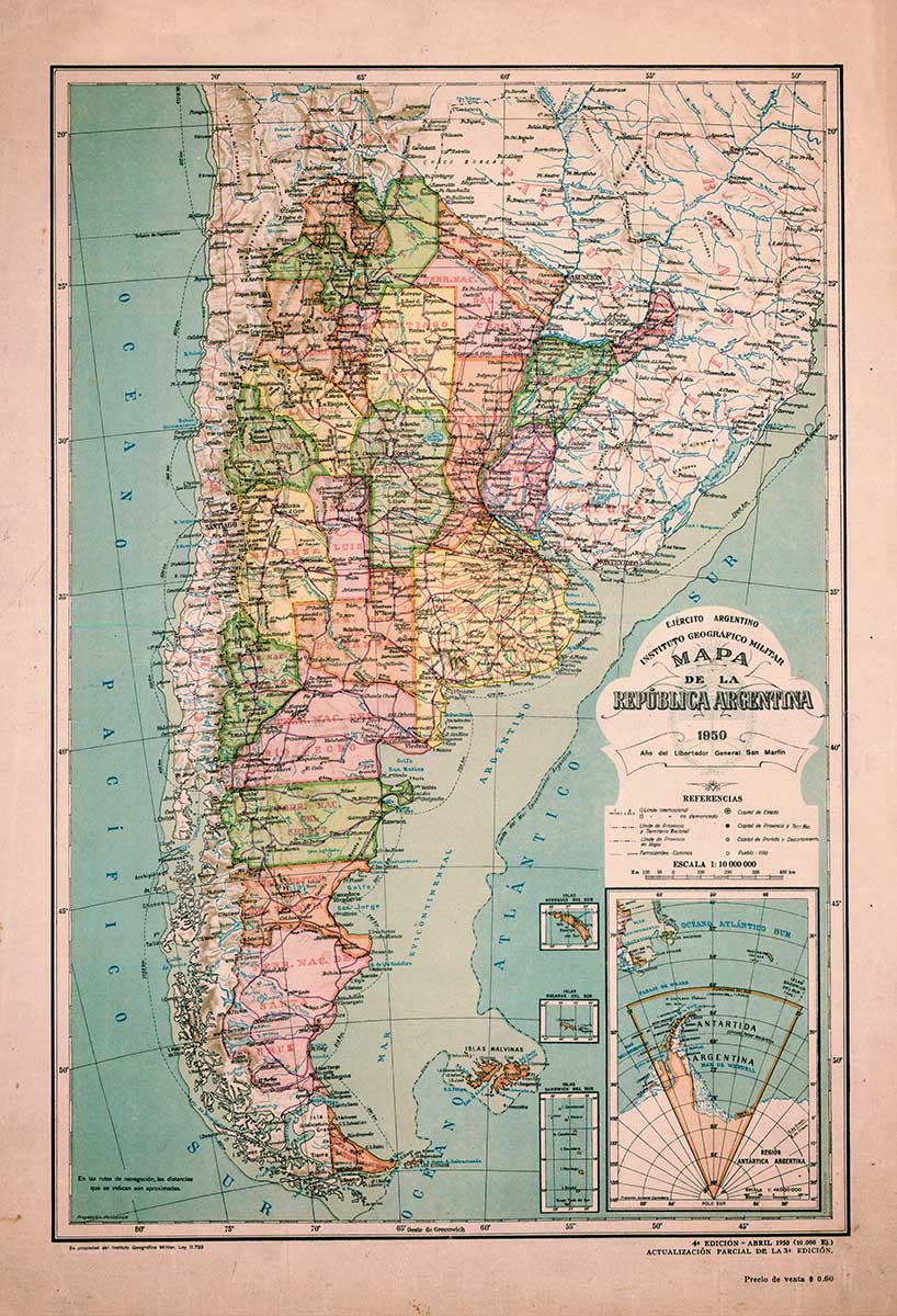 Mapa de la República Argentina de 1950