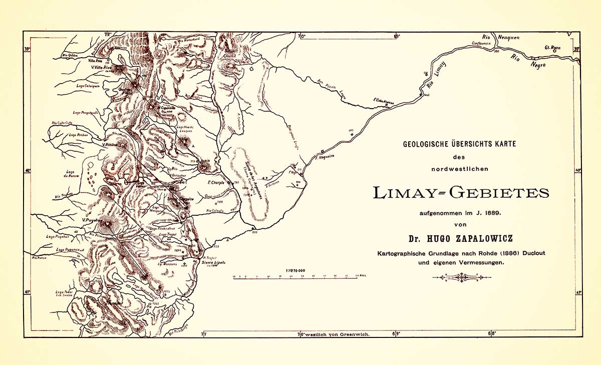 Mapa general de la zona del Limay - 1889 - 