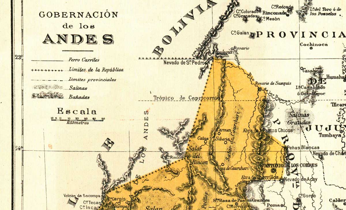 Mapa de la Gobernación de los Andes – 1909